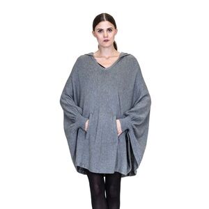 NWT Belle Fare Luxury The Solna Dolman Sleeve 100% Pure Cashmere Grey Poncho